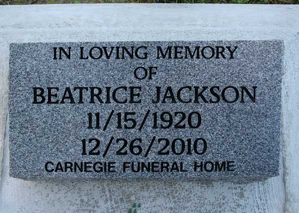 Beatrice Jackson Gravestone Photo