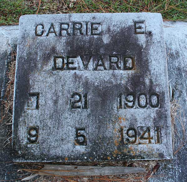 Carrie E. Devard Gravestone Photo