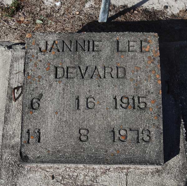 Jannie Lee Devard Gravestone Photo