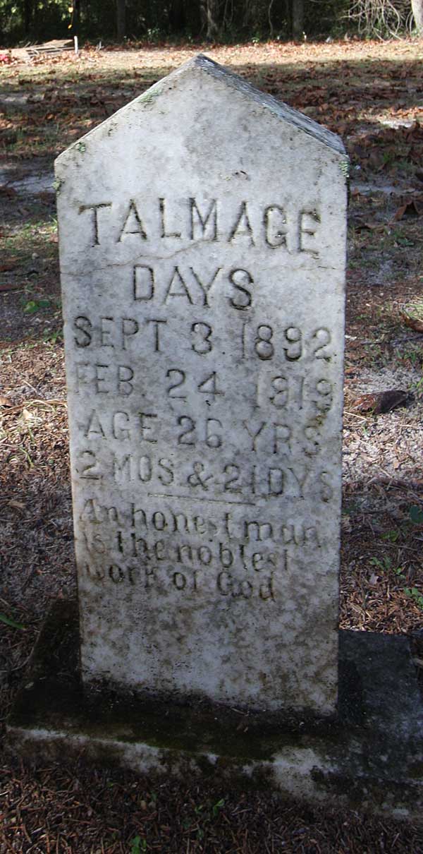 Talmage Days Gravestone Photo