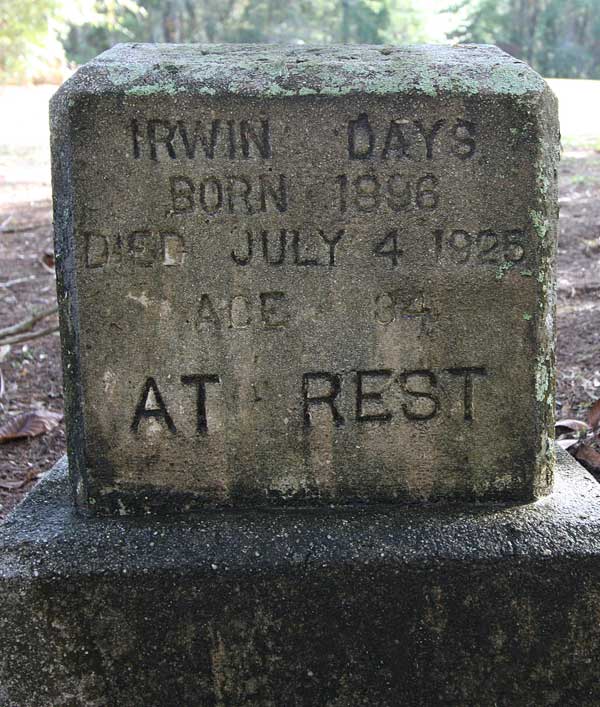 Irwin Days Gravestone Photo