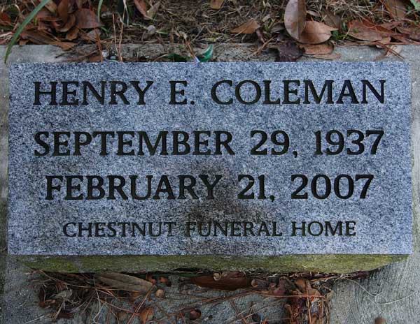 Henry E. Coleman Gravestone Photo