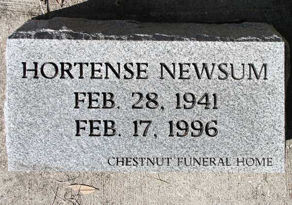 Hortense Newsum Gravestone Photo
