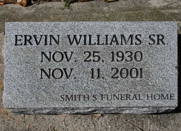 Ervin Williams Gravestone Photo