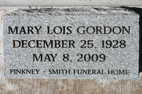 Mary Lois Gordon Gravestone Photo