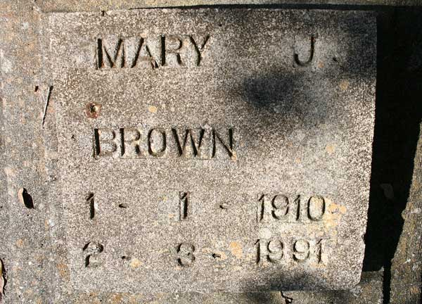 Mary J. Brown Gravestone Photo