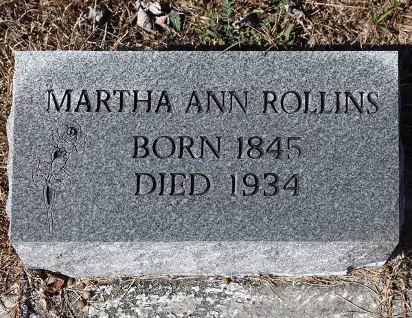 Martha Ann Rollins Gravestone Photo