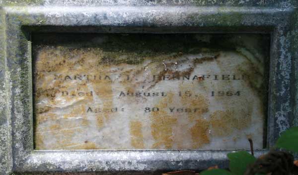 Martha J. Bennafield Gravestone Photo