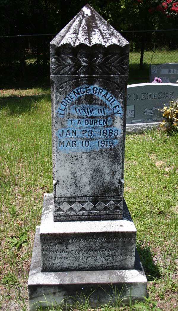 Florence Bradley Duren Gravestone Photo