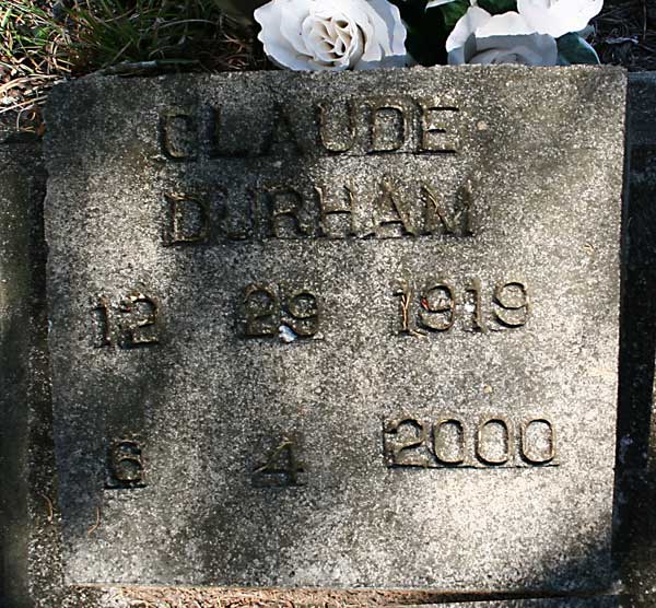 CLAUDE DURHAM Gravestone Photo