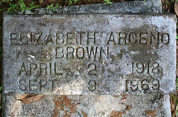 ELIZABETH ARCENO BROWN Gravestone Photo