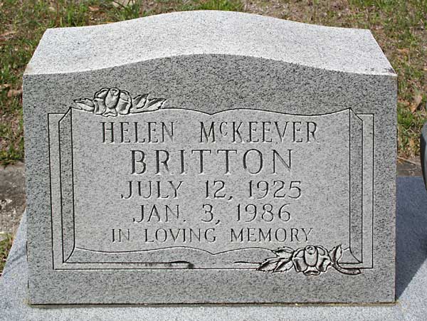 Helen McKeever Britton Gravestone Photo