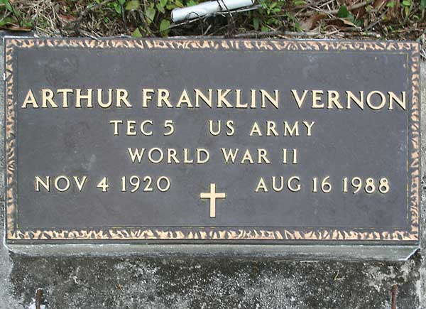 Arthur Franklin Vernon Gravestone Photo