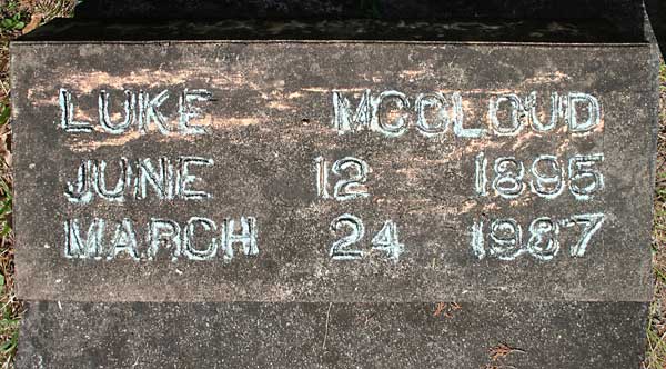 Luke McCloud Gravestone Photo