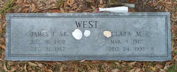 James E. Jr & Clara M. West Gravestone Photo